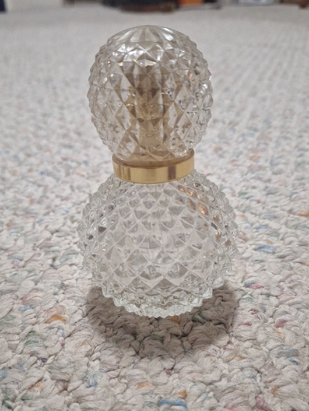Clear Glass Perfume Bottle with Gold Accent - Home Accents